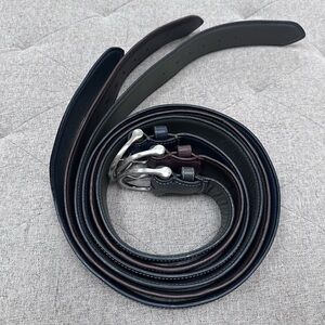 Kerrits XL leather belt blue, brown and grey simple D equestrian belt